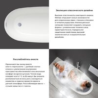 Wellsee Panta Rei 168x73 23720102R (отдельностоящая ванна белый глянец, экран, ножки, сифон-автомат глянцевый белый) Image #4