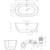 Wellsee Chic Riviera 149x78 23680401R (отдельностоящая ванна с подсветкой белый глянец, экран, ножки, сифон-автомат хром) Image #10