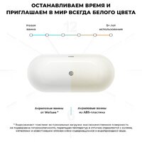 Wellsee Chic Riviera 149x78 23680401R (отдельностоящая ванна с подсветкой белый глянец, экран, ножки, сифон-автомат хром) Image #7