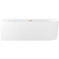 Wellsee Collaro 180x80 28910404R (пристенная ванна (левая) белый глянец, экран, ножки, сифон-автомат золото)