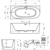 Wellsee Belle Spa 2.0 160x75 235802004 (пристенная ванна (левая) белый глянец, экран, каркас, сифон-автомат золото) Image #10