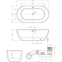 Wellsee Chic Riviera 179x85 23680602R (отдельностоящая ванна с подсветкой белый глянец, экран, ножки, сифон-автомат глянцевый белый) Image #10