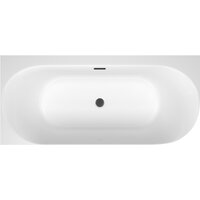 Wellsee Collaro 180x80 28910403R (пристенная ванна (левая) белый глянец, экран, ножки, сифон-автомат матовый черный) Image #4