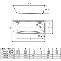 Alba Spa Valencia 170x70 (с ножками и экраном) Image #2