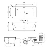 Wellsee DeSire 175,5x76 231503004 (отдельностоящая ванна белый глянец, экран, ножки, сифон-автомат золото) Image #10
