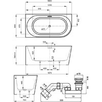 Wellsee Excellence Pro 180x80 28760804R (пристенная ванна (левая) белый глянец, экран, ножки, сифон-автомат золото) Image #10