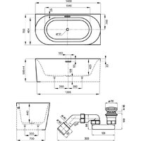 Wellsee Collaro Mini 140x70 28870502R (пристенная ванна (правая) белый глянец, экран, ножки, сифон-автомат глянцевый белый) Image #10