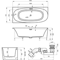 Wellsee Belle Spa 2.0 170x75 235805003 (пристенная ванна (левая) белый глянец, экран, каркас, сифон-автомат матовый черный) Image #10