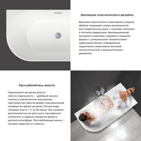 Wellsee Belle Spa 150x75 235702003 (пристенная ванна (правая) белый глянец, экран, каркас, сифон-автомат матовый черный) Image #5