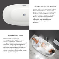 Wellsee Câlin 140x70 230201003 (отдельностоящая ванна белый глянец, экран, ножки, сифон-автомат матовый черный) Image #5