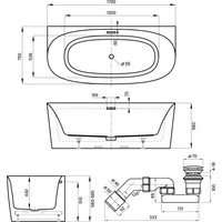 Wellsee Belle Spa 2.0 170x75 235804004 (пристенная ванна белый глянец, экран, каркас, сифон-автомат золото) Image #10