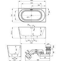Wellsee Excellence Pro 150x73 28761003R (пристенная ванна (правая) белый глянец, экран, ножки, сифон-автомат матовый черный) Image #10