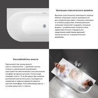 Wellsee Collaro 170x80 28910303R (пристенная ванна (левая) белый глянец, экран, ножки, сифон-автомат матовый черный) Image #5