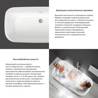 Wellsee Brillant iCon 160x80 236001003 (отдельностоящая ванна белый глянец, экран, ножки, сифон-автомат матовый черный) Image #5