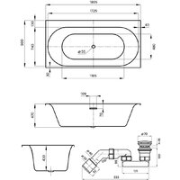 Wellsee Dream For More 181x90 23790104R (встраиваемая ванна белый глянец, сифон-автомат золото) Image #8