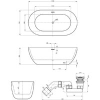 Wellsee Chic Riviera 170x76 23680501R (отдельностоящая ванна с подсветкой белый глянец, экран, ножки, сифон-автомат хром) Image #10