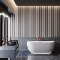 Wellsee Chic Riviera 170x76 23680501R (отдельностоящая ванна с подсветкой белый глянец, экран, ножки, сифон-автомат хром) Image #8