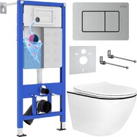 Roxen Antares Black в комплекте с инсталляцией StounFix Dual Fresh 6 в 1 968427 (кнопка: сатин)