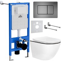 Roxen Antares Black в комплекте с инсталляцией StounFix Dual Fresh 6 в 1 964862 (кнопка: оружейная сталь)