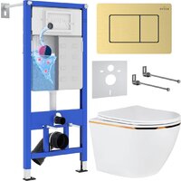 Roxen Antares Gold в комплекте с инсталляцией StounFix Dual Fresh 6 в 1 968460 (кнопка: брашированное золото) Image #1