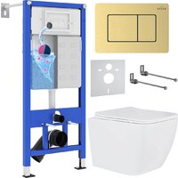 Roxen Cube в комплекте с инсталляцией StounFix Dual Fresh 6 в 1 968469 (кнопка: брашированное золото) Image #1