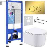 Roxen Simple compact в комплекте с инсталляцией StounFix Dual Fresh 6 в 1 968026 (кнопка: золото глянцевое )