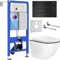 Roxen Antares Black в комплекте с инсталляцией StounFix Dual Fresh 6 в 1 964755 (кнопка: черный матовый)
