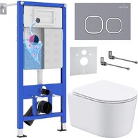 Roxen Simple Compact в комплекте с инсталляцией StounFix Dual Fresh 6 в 1 966428 (кнопка: серый бетон)