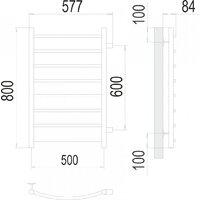 TERMINUS Классик П8 500x800 (боковое подключение 60, хром) Image #3