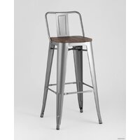 Stool Group Tolix со спинкой YD-H765E-W YG-15 (серебристый матовый/темное дерево) Image #2