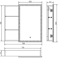 Континент Шкаф с зеркалом Aperio Led 80x80 (правый) Image #5