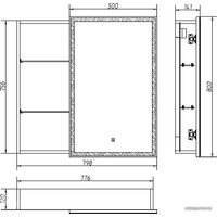 Континент Шкаф с зеркалом Aperio Led 80x80 (левый) Image #5