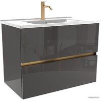 ЗОВ Тумба под умывальник Лира 100 L100MWFMLGVG (графель глянец) Image #1