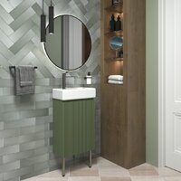 Wellsee Тумба под умывальник 3 в 1 WC Area 221805004 (тумба/матовый зеленый, раковина/глянцевый белый, ножки/нержавеющая сталь) Image #7