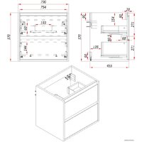 ЗОВ Тумба с умывальником Парма 80 P80LA0MAMC1B-OL80 (аттик) Image #4