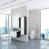 Roca Тумба с умывальником Ronda 80 A32747000 + ZRU9302965 (белый глянец/антрацит) Image #3