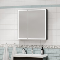 Континент Шкаф с зеркалом Mirror Box Black Led 80х80 Image #31