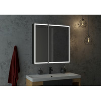 Континент Шкаф с зеркалом Mirror Box Black Led 80х80 Image #27