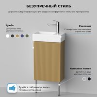 Wellsee Тумба под умывальник 3 в 1 WC Area 221803003 (тумба/матовый бежевый, раковина/глянцевый белый, ножки/нержавеющая сталь) Image #8