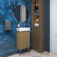 Wellsee Тумба под умывальник 3 в 1 WC Area 221803003 (тумба/матовый бежевый, раковина/глянцевый белый, ножки/нержавеющая сталь) Image #7