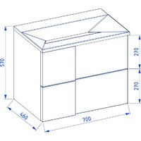 Lauter Тумба под умывальник Nelli 70 (антрацит п/мат/бетон)