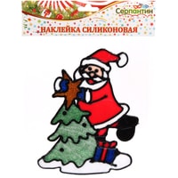 Серпантин Дед Мороз готовит праздник 19х23 см (зеленый/красный) 196-322 Image #1