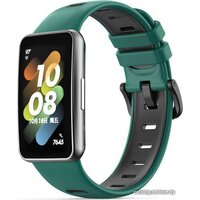 Rumi силиконовый для Huawei Band 7 (зеленый/черный) Image #2