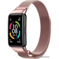 Rumi Milanese loop металлический для Huawei Band 6 / Honor Band 6 (розовый) Image #3