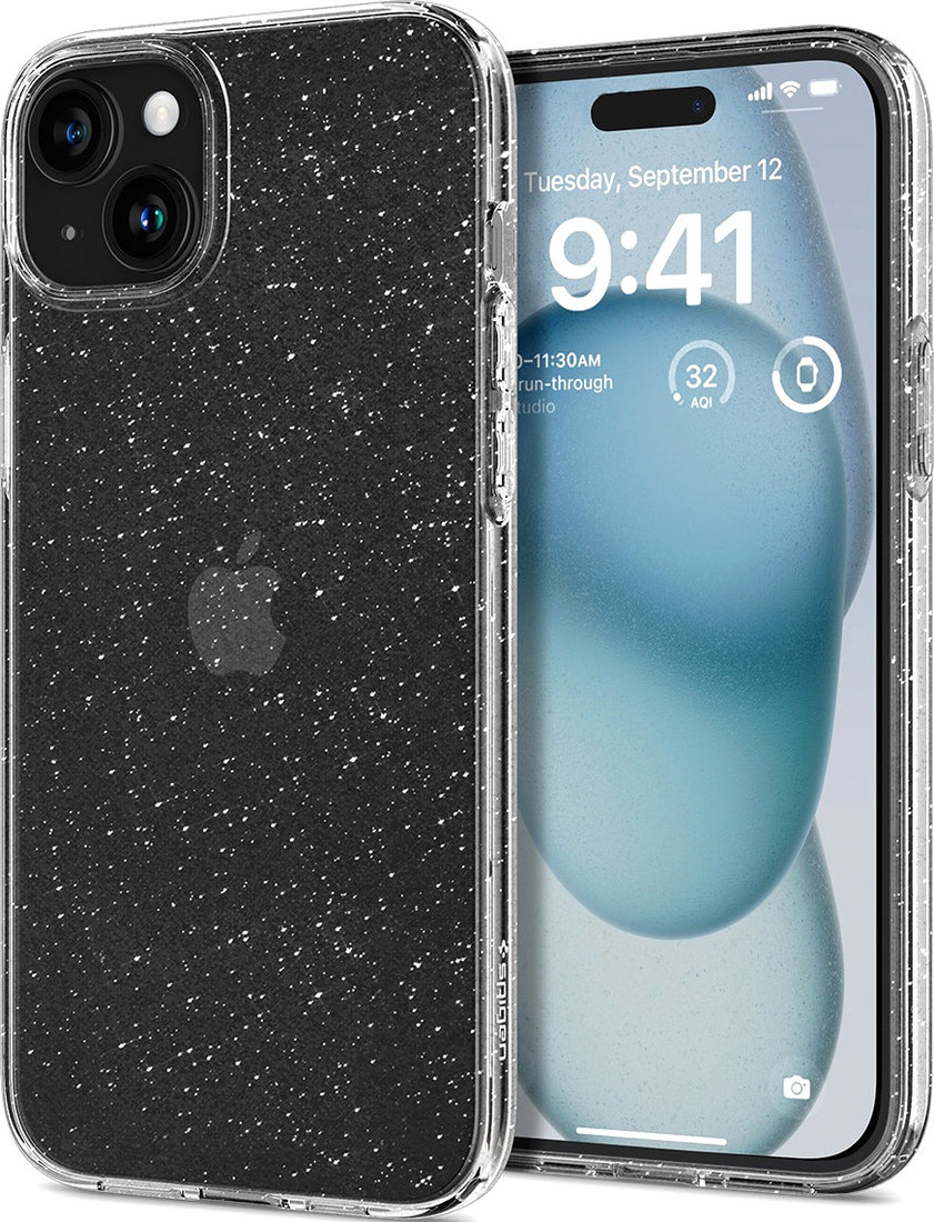 Spigen Liquid Crystal Glitter для iPhone 15 ACS06788 (затемненный/прозрачный)