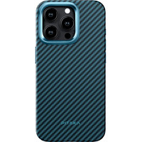 Pitaka MagEZ Case 4 для iPhone 15 Pro Max (1500D twill, черный/синий)