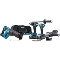 Makita DK0126G401 (шуруповерт, винтоверт, болгарка, сабельная пила, 2 АКБ, сумка)