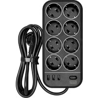 Powercom SP-08 USB03AB (3 м, 8 розеток, черный) Image #1