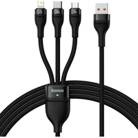 Baseus CASS030001 USB-A - USB-C, microUSB, Lightning (1.2 м, черный)
