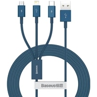 Baseus CAMLTYS-03 USB-A - Lightning/microUSB/USB Type-C (1.5 м, синий)
